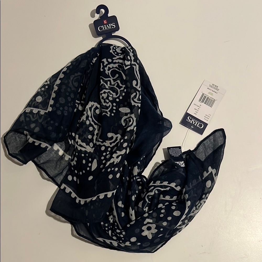 Chaps Women's Navy and White Patterned Scarf